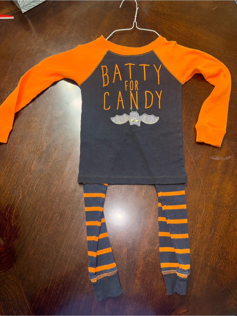 Carter's Orange & Black 'Batty for Candy' Halloween Pajama Set